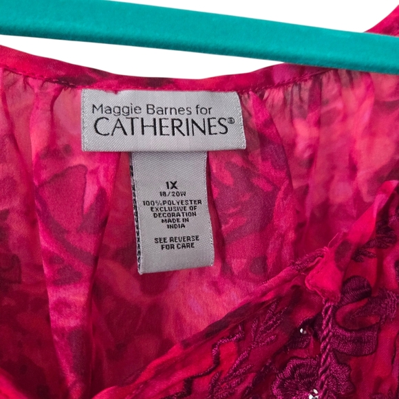 Catherine's 3/4 Sleeves Sheer Relaxed Fit Pull Over Top 926 - Picture 3 of 4